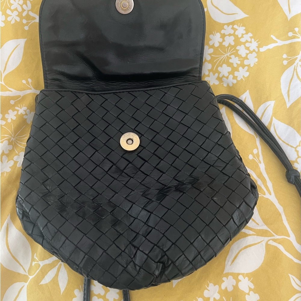 Bottega Veneta Black Woven Crossbody Bag
